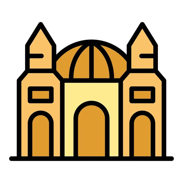 Malta Ícone Igreja Contorno Vetor Horizonte Europeu País Cor Pub — Vetor de Stock
