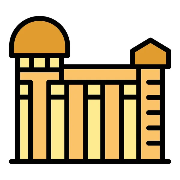 Ancient Building Icon Outline Vector Skyline European Malta Landmark Color — Stock Vector