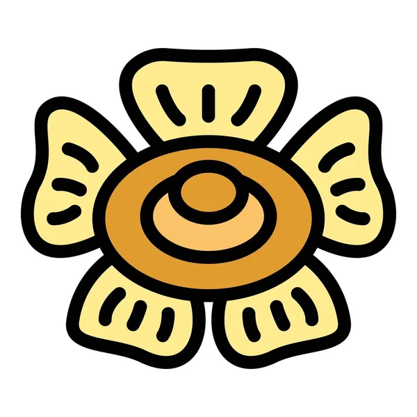 Вектор Контуров Иконок Раффлезии Тропический Цветок Плоский Цвет Трупа — стоковый вектор