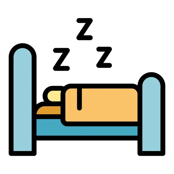 Sleeping Bed Icon Outline Vector Morning Food Weekend Relax Color — Stock Vector
