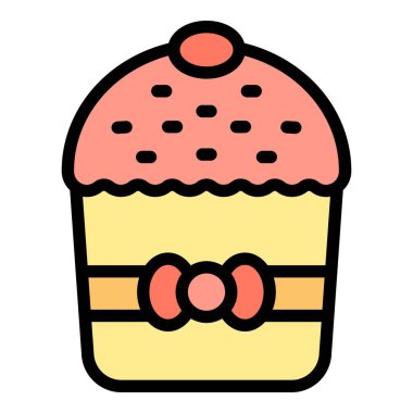 Panettone fikir ikonu ana hatları vektörü. Tatlı kek. Dilimleme fırını rengi düz