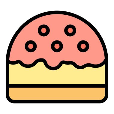 Tatlı panettone ikon ana hatları vektörü. Pasta yiyeceği. Krema rengi düz