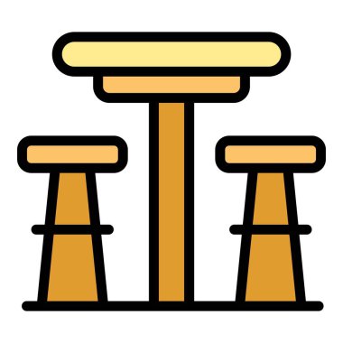 Metal bar tabure taslak vektörü. Modern sandalye. Kafe plastik rengi düz