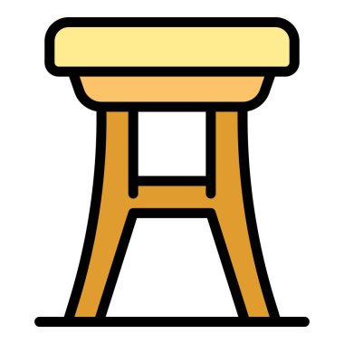 Çelik bar tabure taslak vektörü. Retro kafe. Modern koltuk rengi düz