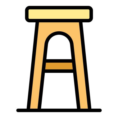 Plastik bar tabure taslak vektörü. Retro kafe. Bistro tablo rengi düz