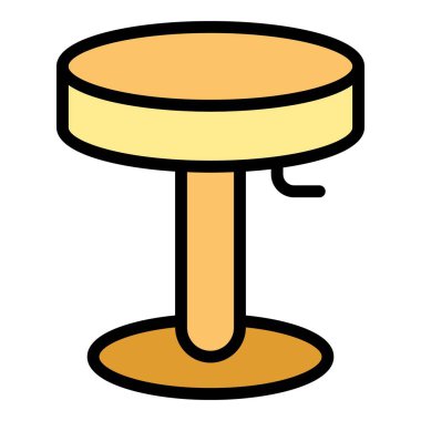 Bistro sandalye ikonu ana hatları vektörü. Bar taburesi. Yüksek koltuk rengi düz