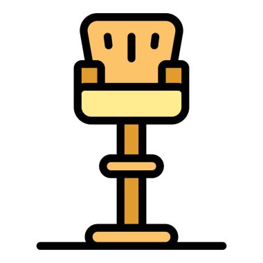 Tabure simgesi ana hatları vektörü. Modern sandalye. Kafe koltuğu rengi düz