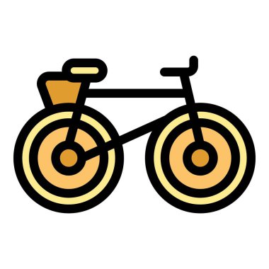 Bisiklet ikonu ana hatları vektörünü kirala. Otel tesisi. Modern konaklama rengi düz