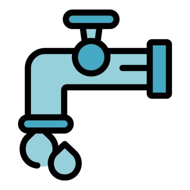 Su musluğu ikonu ana hat vektörü. Pansiyon. Modern yatak rengi düz