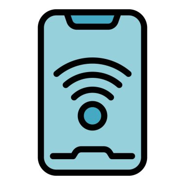 Akıllı telefon Wi-Fi ikonu ana hatları vektörü. Pansiyon. Oturma odası rengi düz