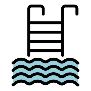 Havuz ikonu ana hat vektörü. Spor salonu. Modern kaynak rengi düz