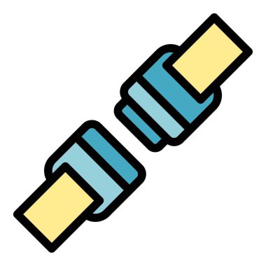 Kemer simgesi dış hat vektörünü kilitle. Yol uçağı. Güvenli araba rengi düz