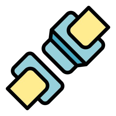 Kemer simgesi dış hat vektörünü kilitle. Araba kazası. Kayış seyahat rengi düz