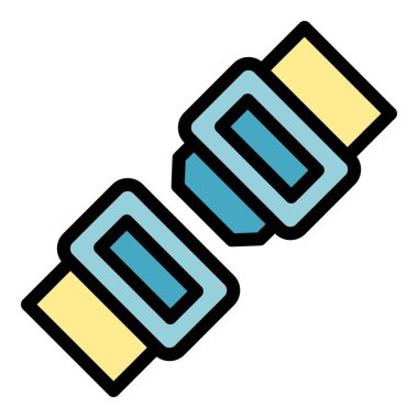 Kemer kilitli araba ikonu ana hat vektörü. İyi yolculuklar. Güvenli rengi düzleştir