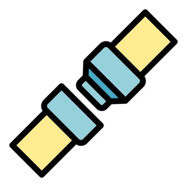 Kemer kilidi simgesi dış hat vektörü. Araba koltuğu. Sürücü düzlemi rengi düz