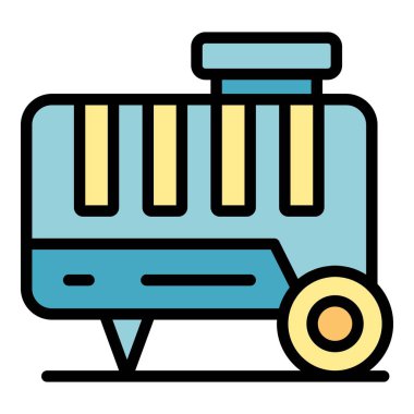 Jeneratör motor simgesi ana hatları vektörü. Güç motoru. Gaz makinesi rengi düz