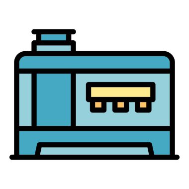 Güneş jeneratörü ikon ana hatları vektörü. Güç motoru. Gaz makinesi rengi düz