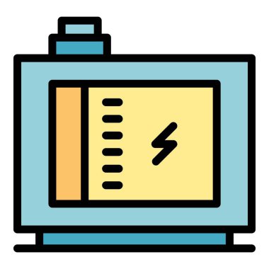 Taşınabilir makine simgesi dış hat vektörü. Gaz enerjisi. Motor gazı rengi düz