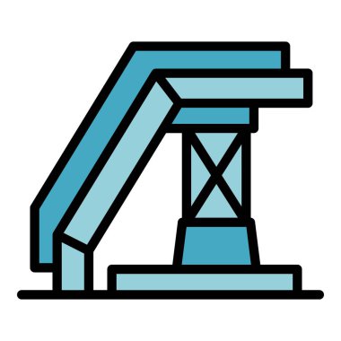 Hava uçağı merdiveni ikonu ana hat vektörü. İş uçuşu. Terminal düzlem rengi düz