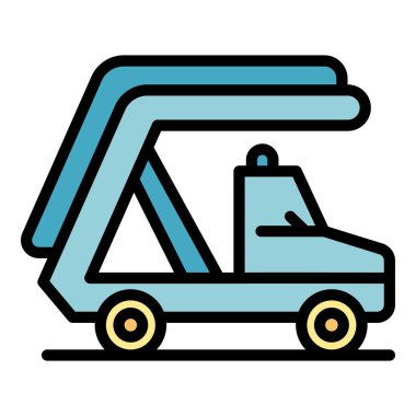 Merdiven rampası ikon ana hat vektörü. İş uçuşu. Servis terminali rengi düz