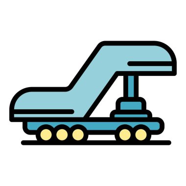 Trip uçak merdiveni ikonu ana hat vektörü. Seyahat havaalanı. Uçak terminali rengi düz