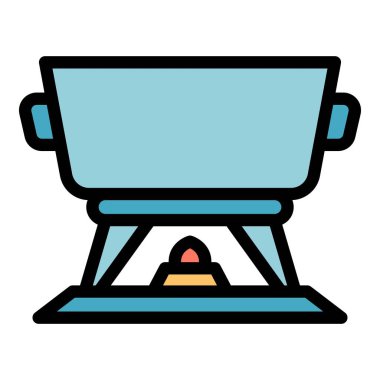 Erimiş gıda ikonu ana hatları vektörü. Yemek tabağı. Et çedar rengi düz