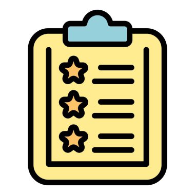 Pano gözden geçirme simgesi ana hatları vektörü. Sertifika kalitesi. Gıda güvenliği rengi düz