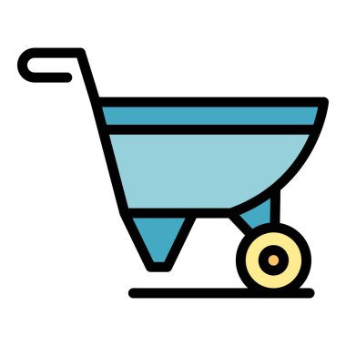 Ev el arabası ikonu ana hat vektörü. Onarım. Çalışma aracı rengi düz