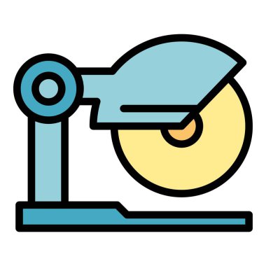 Dairesel testere ikon ana hatları vektörü. Ev yapımı. Matkap rengi düz