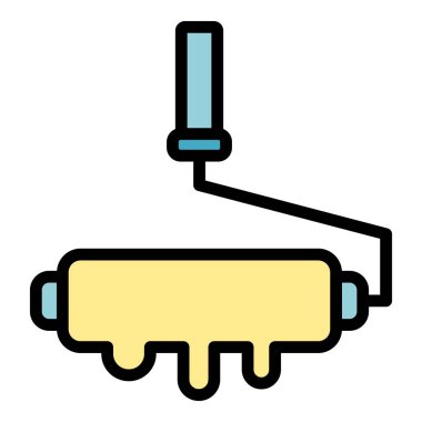 Boya silindiri taslak vektörü. Ev yapımı. Ahşap marangoz rengi düz