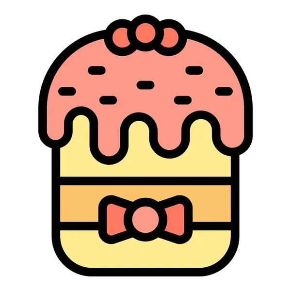 Creme Panettone Icon Outline Vektor Kuchenessen Süß Gebackene Farbe Flach — Stockvektor