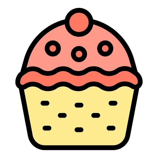 Sugar Dessert Icon Outline Vector Baked Idea Slice Cream Color — Stock Vector
