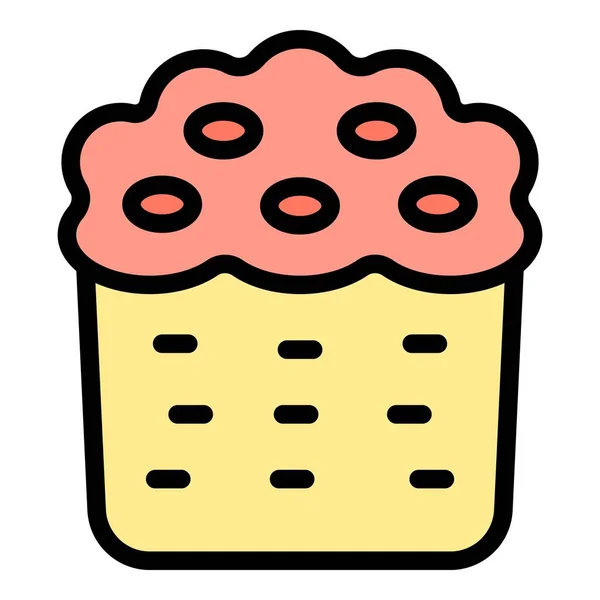 奶油泛素图标轮廓矢量 食物的主意 甜面包色扁平 — 图库矢量图片