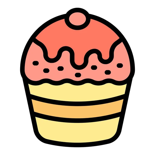 Panettone Αρτοποιείο Εικονίδιο Περίγραμμα Διάνυσμα Φαγητό Για Κέικ Ψητή Κρέμα — Διανυσματικό Αρχείο