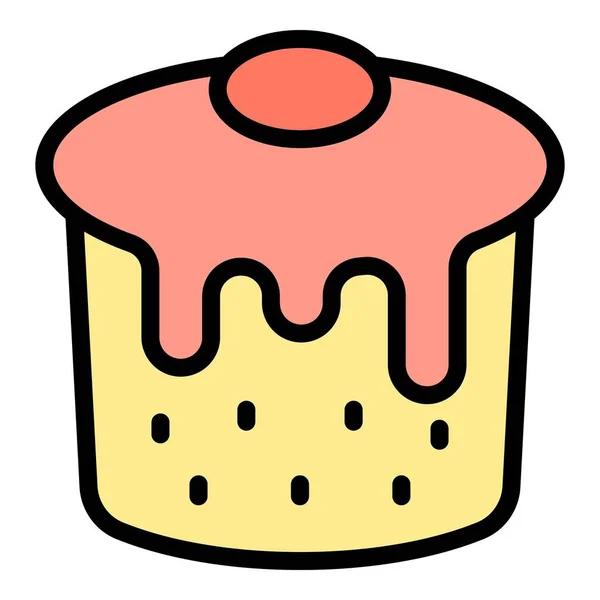 Panettone Yiyecek Ikonu Ana Hatları Vektörü Tatlı Kek Krem Fırın — Stok Vektör