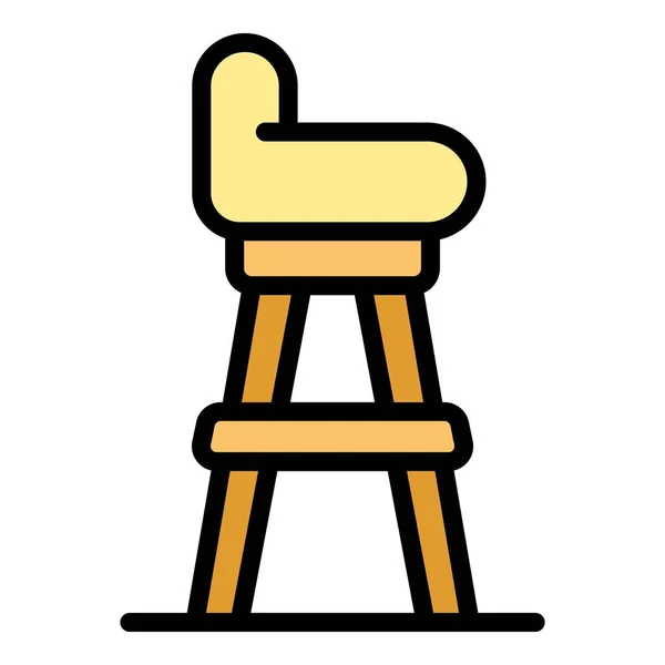 Barstoolアイコンアウトラインベクトル 現代の椅子 高い座席色フラット — ストックベクタ