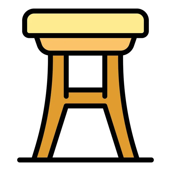 钢棒凳子图标勾勒矢量 复古咖啡馆 现代座椅色泽平坦 — 图库矢量图片
