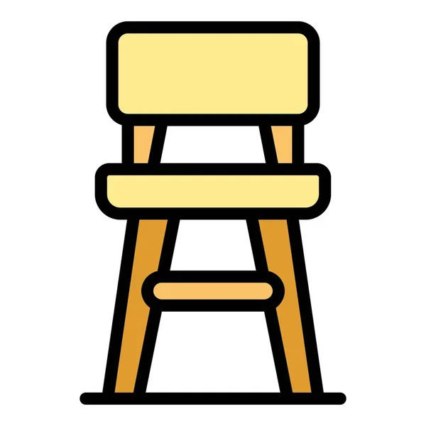厨房椅子图标轮廓矢量 酒吧的凳子高座色泽平坦 — 图库矢量图片