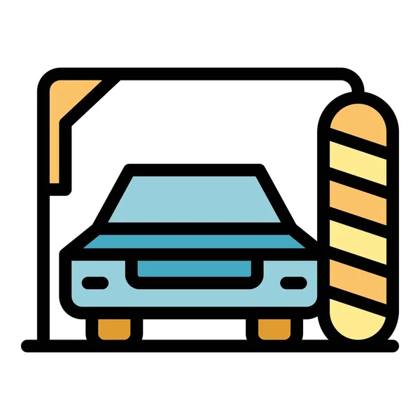Carro Auto Escova Ícone Esboço Vetor Lave Pressão Cor Espuma — Vetor de Stock