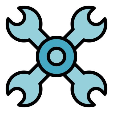 Çalışma anahtarı simgesi ana hatları vektörü. Ev tamiri. Çekiç tasarımı rengi düz