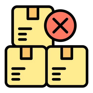 Arızalı ürün kutusu simgesi ana hatları vektörü. Geri dönüş kontrolü. Tüketici elektronik rengi düz