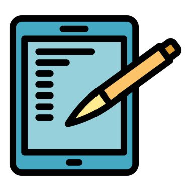 Kalem simgesi dış hat vektörünü çiz. Dijital kalem. Tablet biçimi düz