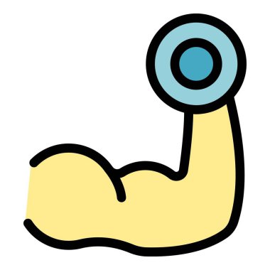 Kas eğitmeni ikon ana hatları vektörü. Programı çalıştır Bakım bilgisi rengi düz