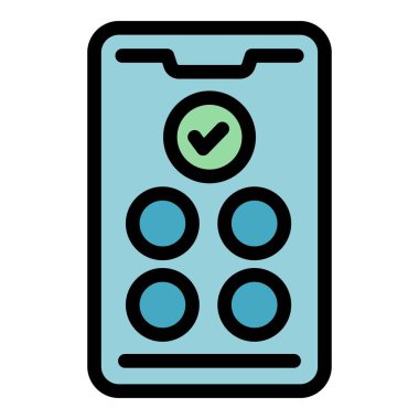 Protein uygulaması telefon ikonu ana hatları vektörü. Dikkat et nabız. Karşı program rengi düz