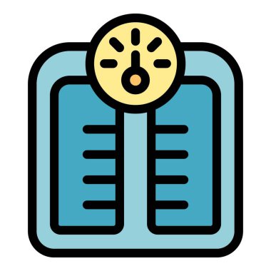 Fitness ölçekli ikon ana hatları vektörü. Bakım bilgisi. Uygulama rengi düz çalıştır