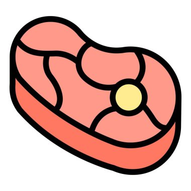 Çiğ et simgesi ana hatları vektörü. Paleo diyeti. Bedava yemek rengi düz