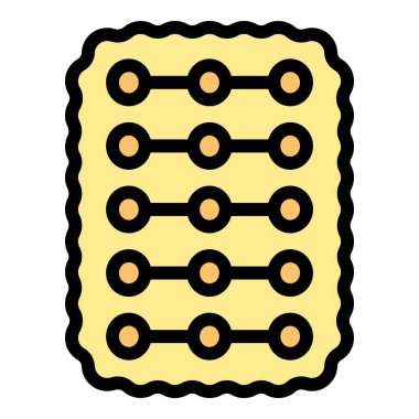 Çip bisküvi ikonu ana hatları vektörü. Atıştırmalık. Tahıl rengi düz