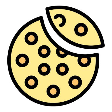 Tatlı vanilya ikonu ana hatları vektörü. Pasta şeklinde. Şekerleme rengi düz