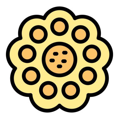 Şeker krakeri ikonu ana hatları vektörü. Yemek bisküvisi. Atıştırmalık kek rengi