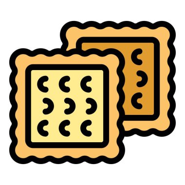 Sağlıklı abur cubur ikonu ana hatları vektörü. Yemek bisküvisi. Kurabiye rengi düz